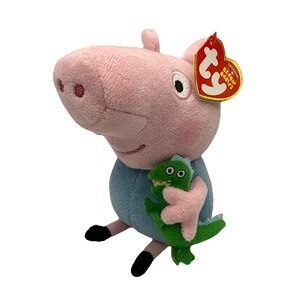 TY Beanie Baby Peppa Pig George w/ Dinosaur Dine-Saw Beanbag Plush Toy